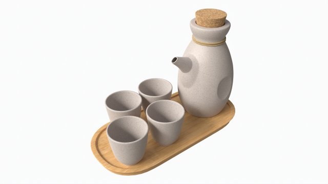 Japanese Ceramic Sake Set 03 Model 3D .c4d .max .obj .3ds .fbx .stl .blend