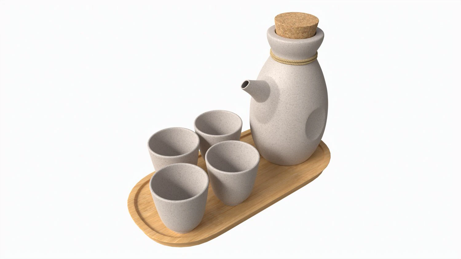 Japanese Ceramic Sake Set 03 3D Model .c4d .max .obj .3ds .fbx .stl .blend