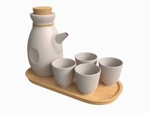 Japanese Ceramic Sake Set 03 Model 3D