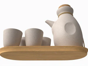 Japanese Ceramic Sake Set 03 3D Model