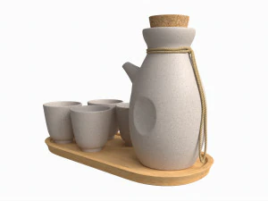 Japanese Ceramic Sake Set 03 3D Model