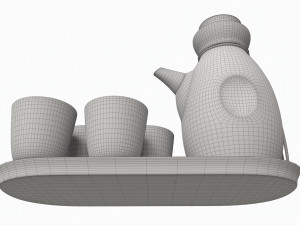 Japanese Ceramic Sake Set 03 Model 3D
