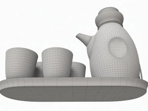 Japanese Ceramic Sake Set 03 3D Model