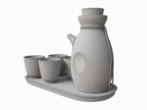 Japanese Ceramic Sake Set 03 Model 3D