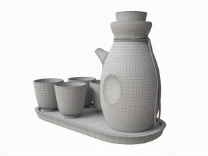 Japanese Ceramic Sake Set 03 3D Model