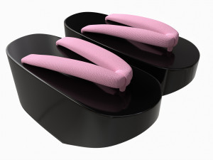 Japanese Geta Wooden Sandals 01 Model 3D