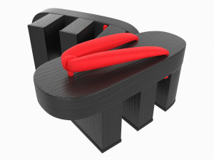 Japanese Geta Wooden Sandals 02 Modelo 3D