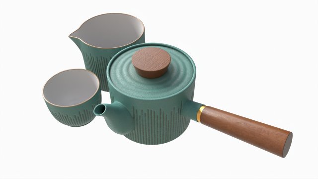Japanese Kyusu Ceramic Teapot 02 Modelo 3D .c4d .max .obj .3ds .fbx .stl .blend 