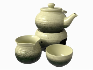 Japanese Kyusu Tea Set with Warmer 01 3D Model