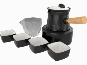 Japanese Kyusu Tea Set with Warmer 02 Model 3D