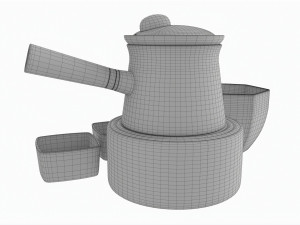 Japanese Kyusu Tea Set with Warmer 02 Model 3D