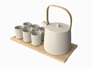 Japanese Minimalist Ceramic Tea Set 3D Model