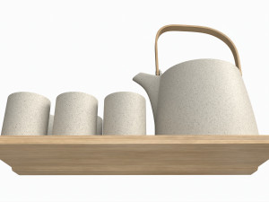 Japanese Minimalist Ceramic Tea Set 3D Model