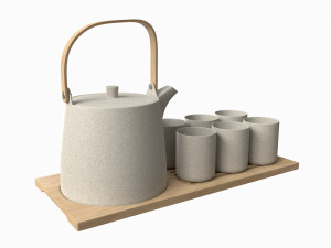 Japanese Minimalist Ceramic Tea Set 3D Model