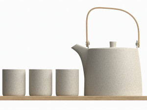 Japanese Minimalist Ceramic Tea Set 3D Model