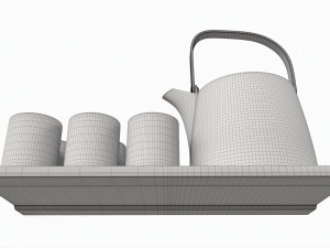 Japanese Minimalist Ceramic Tea Set 3D Model