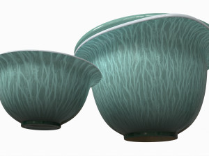 Japanese Mino-yaki Tea Set 3D Model