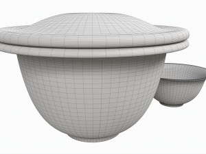 Japanese Mino-yaki Tea Set 3D Model