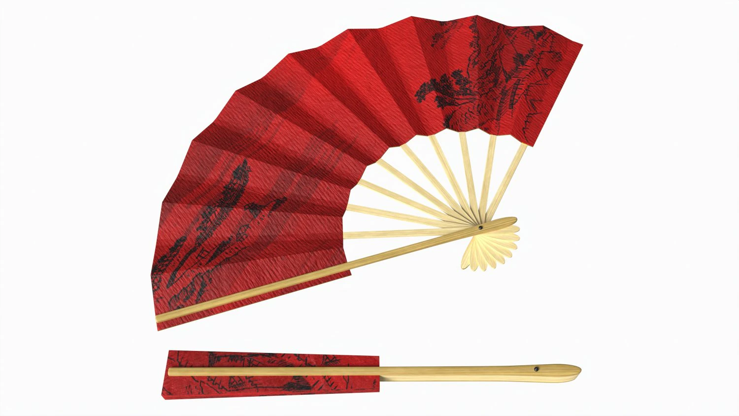 Japanese Ogi Fan for Dancing 3D Model .c4d .max .obj .3ds .fbx .stl .blend 