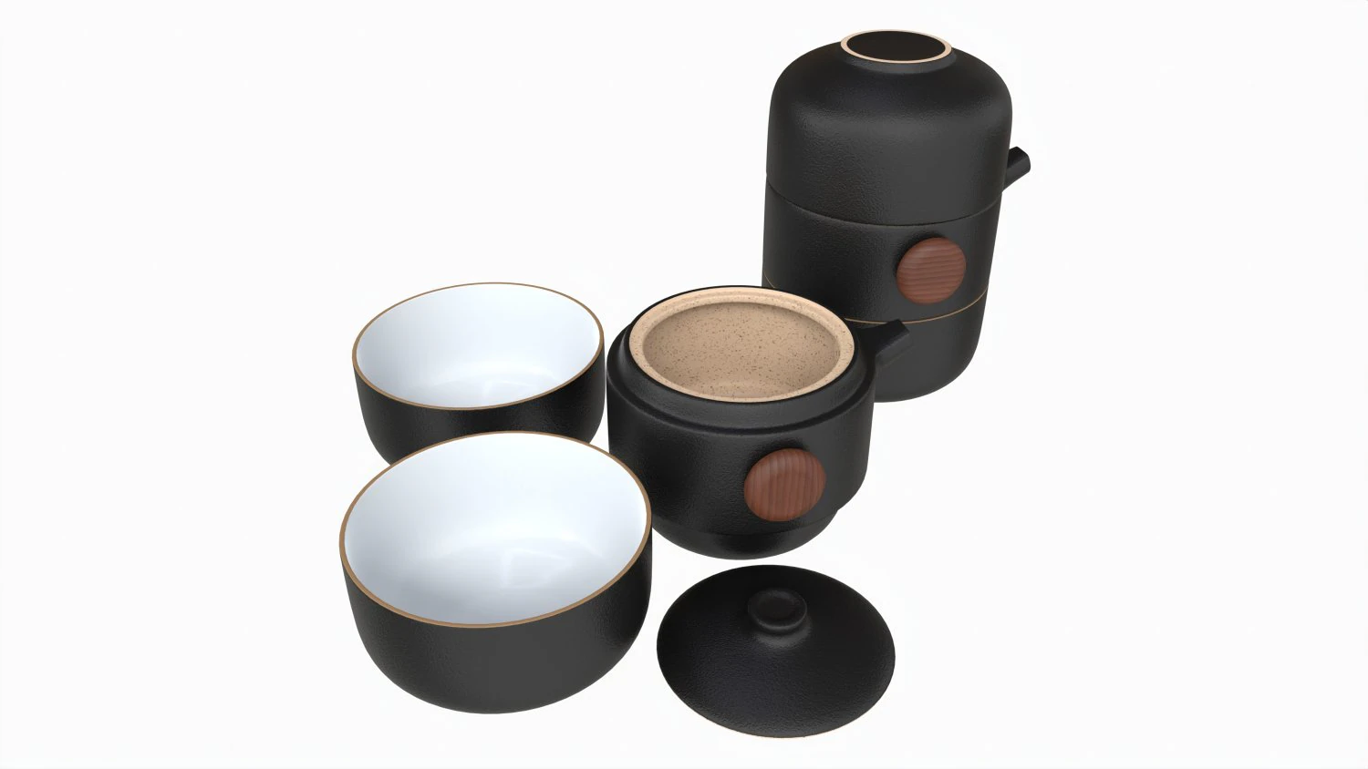 Japanese Travel Kungfu Tea Set 3D Model .c4d .max .obj .3ds .fbx .stl .blend 