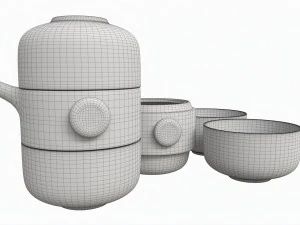 Japanese Travel Kungfu Tea Set 3D Model