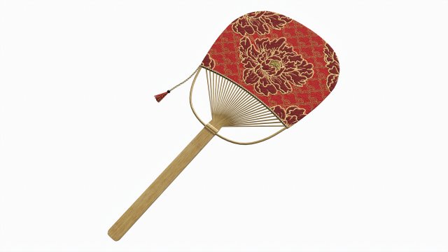 Japanese Uchiwa Hand Fan 04 3D Model .c4d .max .obj .3ds .fbx .stl .blend 