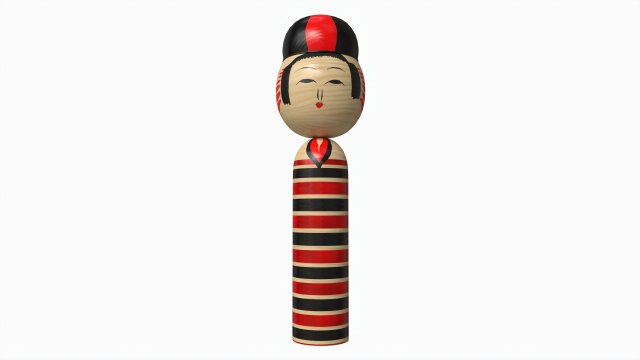 Japanese Vintage Kokeshi Doll 3D 모델 .c4d .max .obj .3ds .fbx .stl .blend 