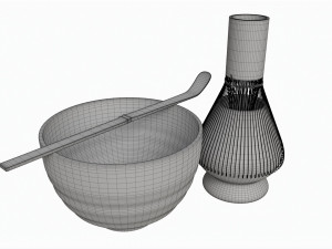 Matcha Tea Set Bowl Whisk Spoon Model 3D
