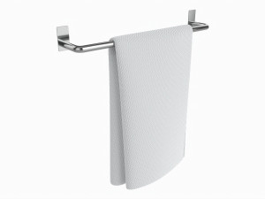 Metal Towel Rail with folded Towel 01 Model 3D