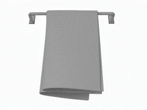 Metal Towel Rail with folded Towel 01 3D Model