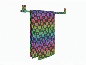 Metal Towel Rail with folded Towel 01 3D Model