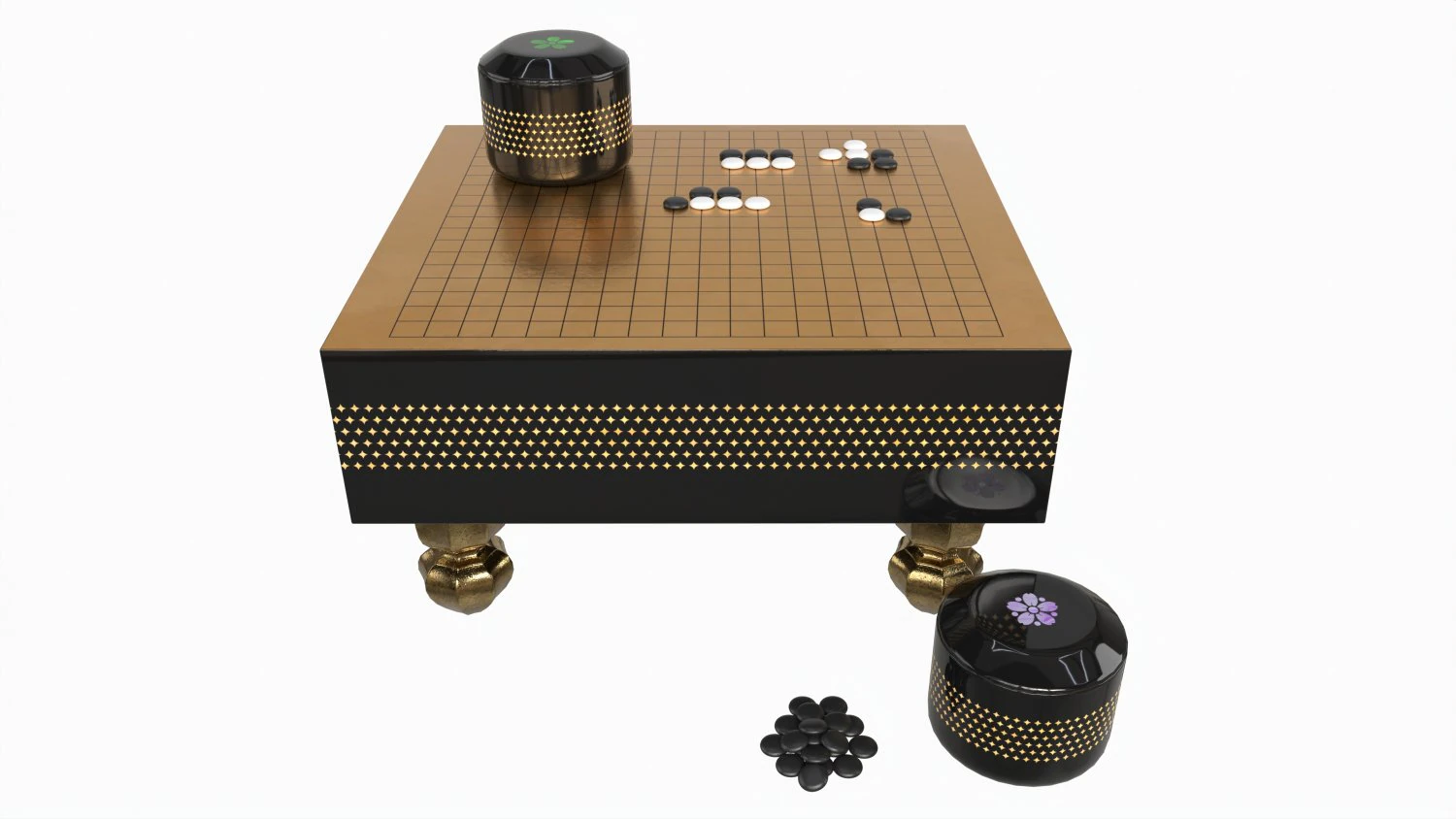 Strategy Board Go-Ban Game 02 3D Model .c4d .max .obj .3ds .fbx .stl .blend