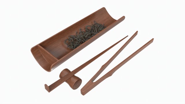 Tea Ceremony Tool Set 3D Модель .c4d .max .obj .3ds .fbx .stl .blend 
