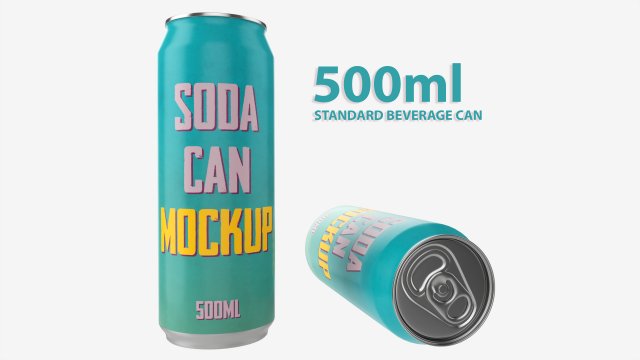 Beverage can 500ml Mockup 3D मॉडल .c4d .max .obj .3ds .fbx .stl .blend 