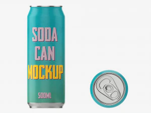Beverage can 500ml Mockup 3D Model
