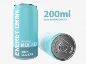 Schlanke Getr&auml;nkedose 200 ml Mockup 3D Modell