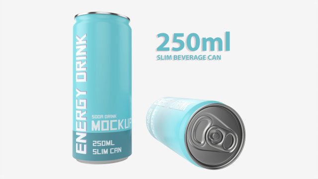 Beverage slim can 250ml Mockup Model 3D .c4d .max .obj .3ds .fbx .stl .blend 