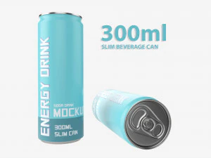 Schlanke Getr&auml;nkedose 300 ml Mockup 3D Modell