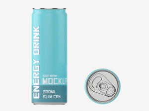 Тонкая банка для напитков 300 мл Mockup 3D Модель