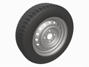 Car trailer wheel with tyre 3D Модель