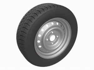 타이어가 달린 자동차 트레일러 휠 3D 모델