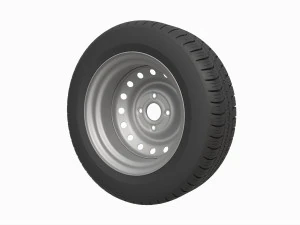 Car trailer wheel with tyre 3D Model