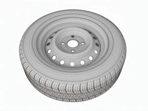 Car trailer wheel with tyre 3D Model
