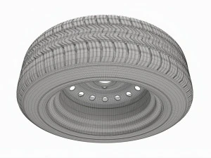 Car trailer wheel with tyre 3D Model