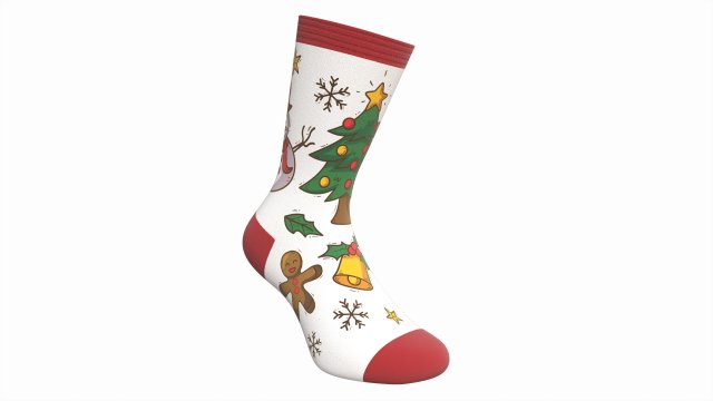 Christmas sock 3D Model .c4d .max .obj .3ds .fbx .stl .blend 