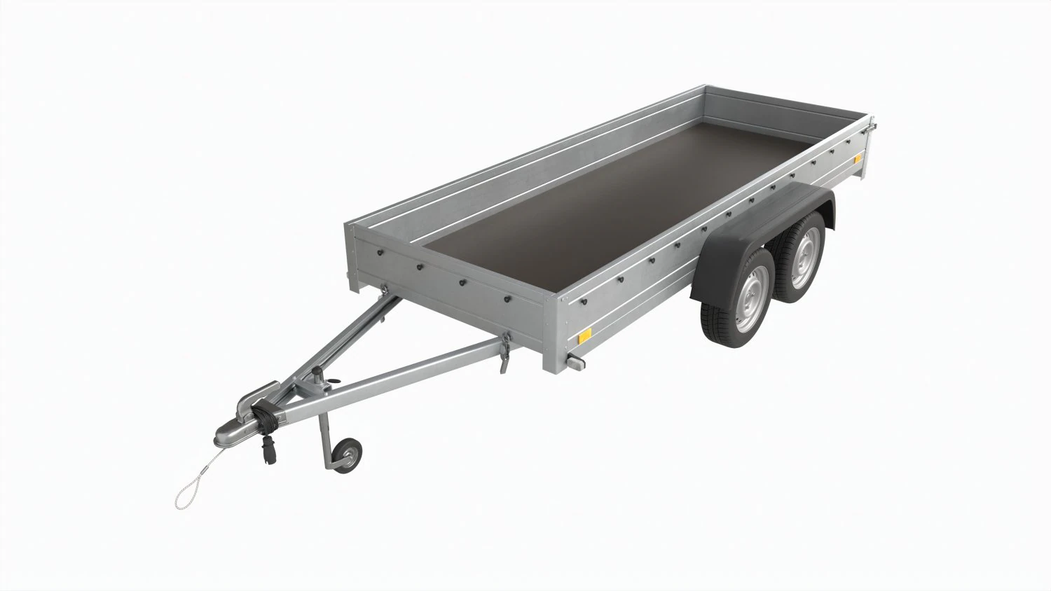 Double axle car trailer jockey wheel extended 3D Model .c4d .max .obj .3ds .fbx .stl .blend 