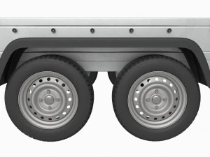 Double axle car trailer jockey wheel extended 3D Model