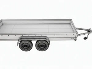 Double axle car trailer jockey wheel extended 3D Model