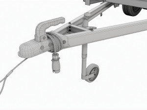 Double axle car trailer jockey wheel extended Modelo 3D