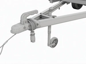 Double axle car trailer jockey wheel extended 3D Model